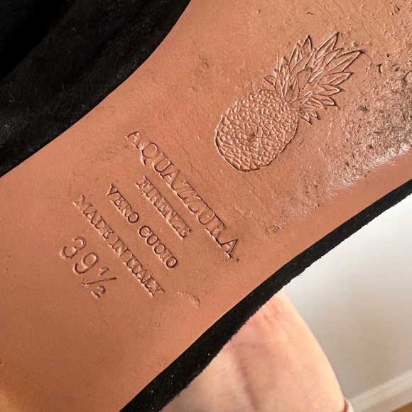 Aquazzura Belgravia Black Lace-Up Women's Flats - Picture 9 of 9